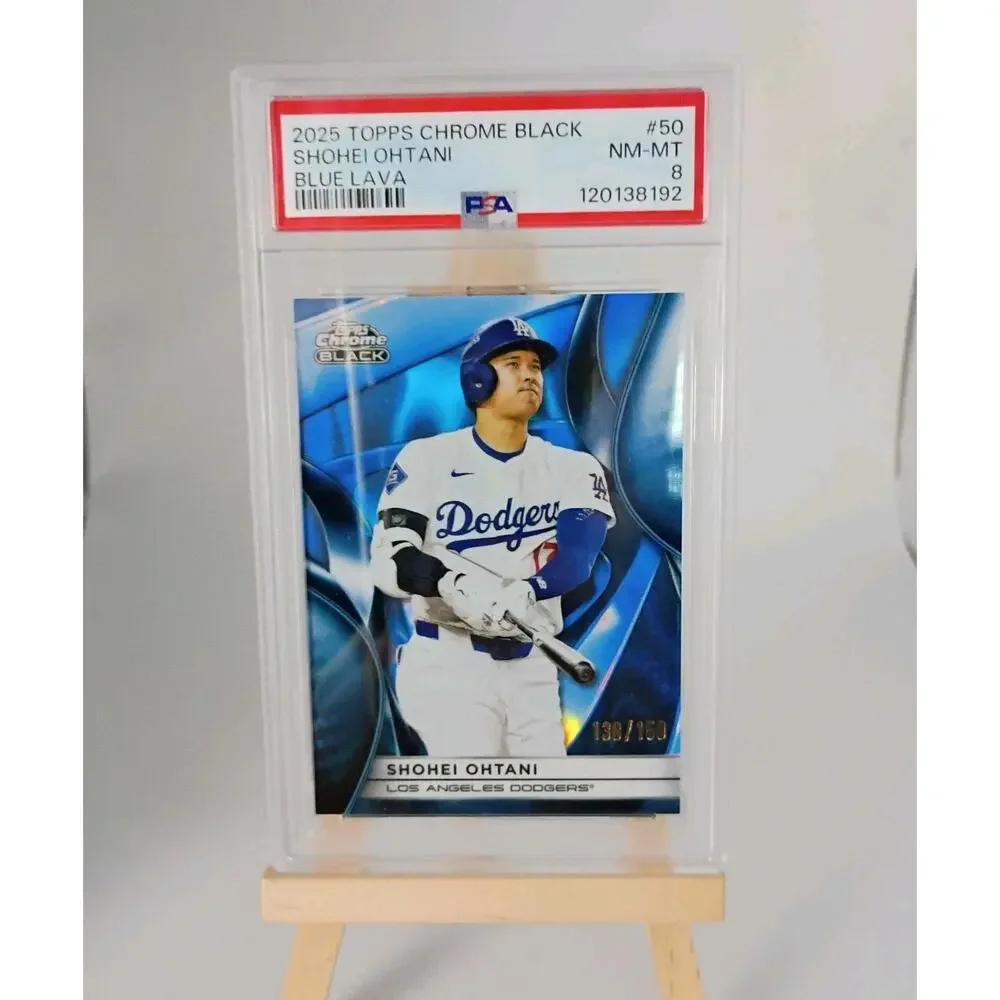2025 Topps Chrome Black Shohei Ohtani #50 Blue Lava Refractor SP 138/150 PSA